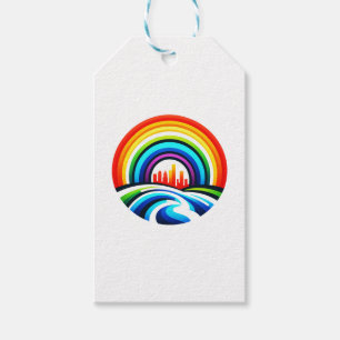 Rainbow City Skyline Urban Diversity & Hope Design Gift Tags