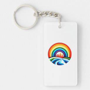 Rainbow City Skyline Urban Diversity & Hope Design Key Ring