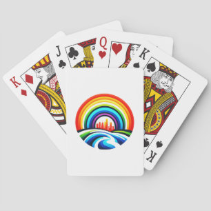 Rainbow City Skyline Urban Diversity & Hope Design Playing Cards
