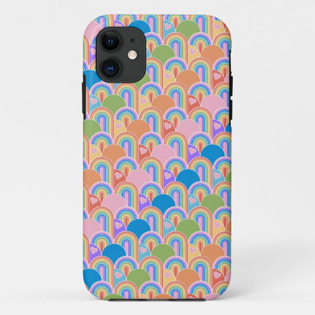 Rainbow Clamshell with hearts Phone Case (Back)