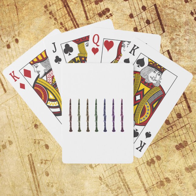 Rainbow Clarinet Design for Musicians Playing Cards (A deck of playing cards with a rainbow lineup of clarinets)