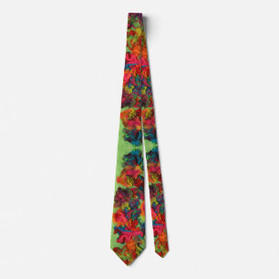 Rainbow Clay Flowers Tie