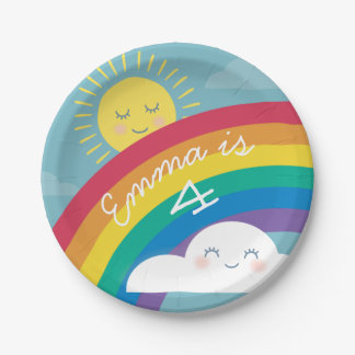 Rainbow Cloud and Sun Birthday Plates