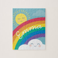 Rainbow Cloud and Sun Personalised Puzzle