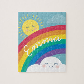 Rainbow Cloud and Sun Personalised Puzzle