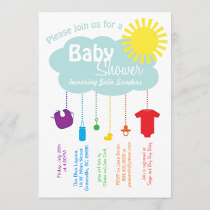 Rainbow Cloud Baby Shower Invitation