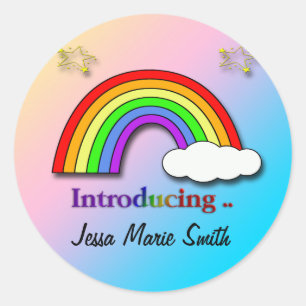 Rainbow Cloud Birth Announcement envelope seal