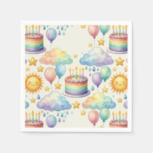 Rainbow Cloud Birthday Paper Napkin