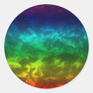 rainbow cloud classic round sticker