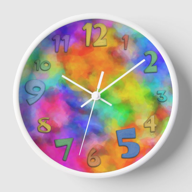 Rainbow Cloud Colours Clock (Front)