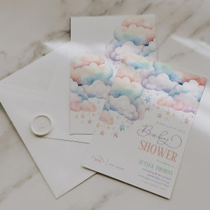 Rainbow Cloud Gender Neutral Baby Shower Invitation
