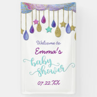 Rainbow Cloud Gold Glitter Baby Shower Welcome