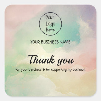 Rainbow cloud gradient business thank you square sticker