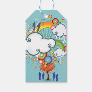 Rainbow Cloud People Gift Tag