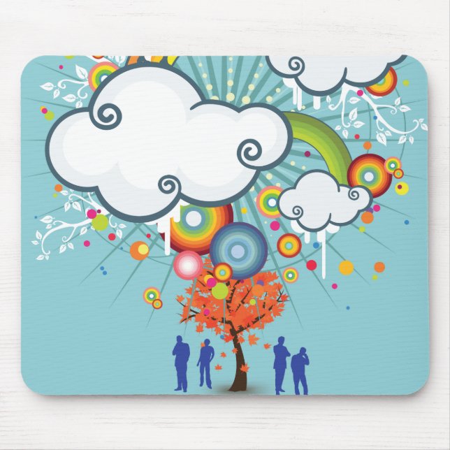 Rainbow Cloud People Tree Mousepad (Front)