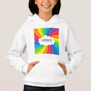 Rainbow cloud personalised girl's hoodie.