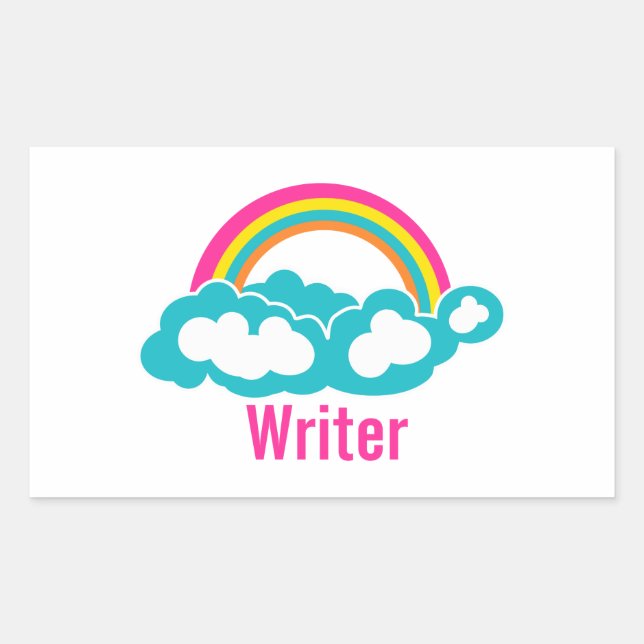 Rainbow Cloud Writer Rectangular Sticker (Front)