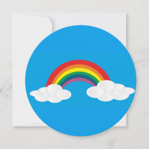 rainbow clouds aqua blue wedding invitations