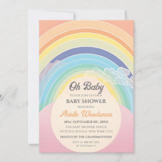 Rainbow Clouds Baby Shower Customise Egg Frame Invitation