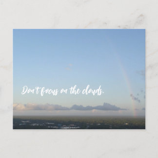 Rainbow Clouds Blue Sky Motivational Focus Quote Postcard