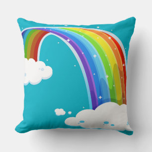 Rainbow Clouds Colourful Glitter Shiny Whimsical Cushion