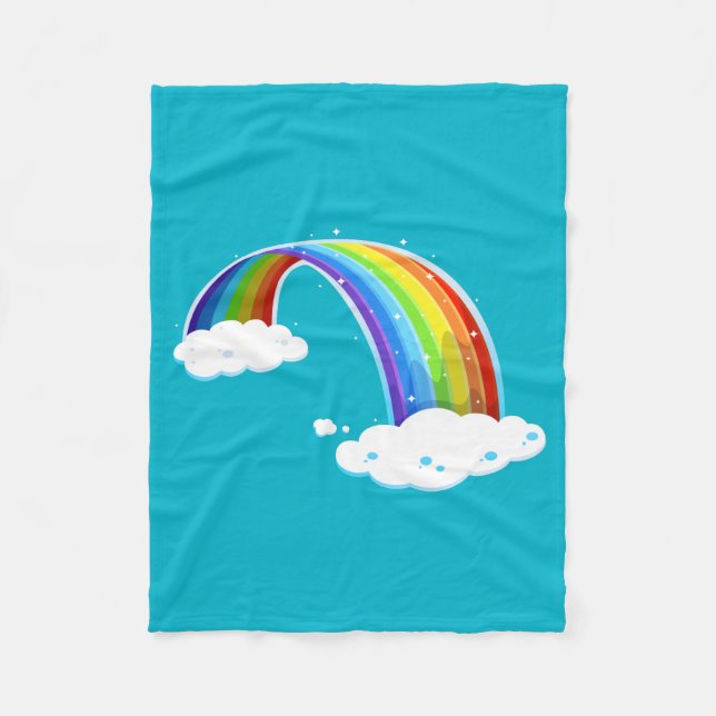 Rainbow Clouds Colourful Glitter Shiny Whimsical Fleece Blanket (Front)