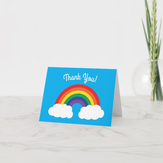 Rainbow & Clouds Cute 1st Birthday Party Card (Front)