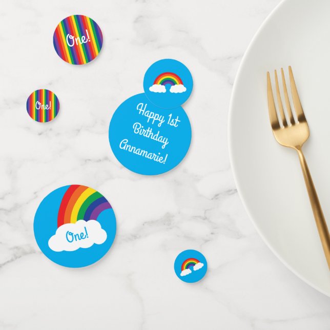 Rainbow & Clouds Cute 1st Birthday Party Confetti (Group)
