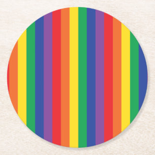 Rainbow & Clouds Cute 1st Birthday Party Round Paper Coaster