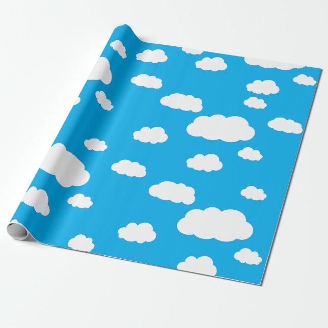 Rainbow & Clouds Cute 1st Birthday Party Wrapping Paper (Unrolled)