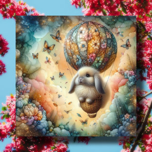Rainbow Clouds Cute Bunny Christian Easter Holiday Card