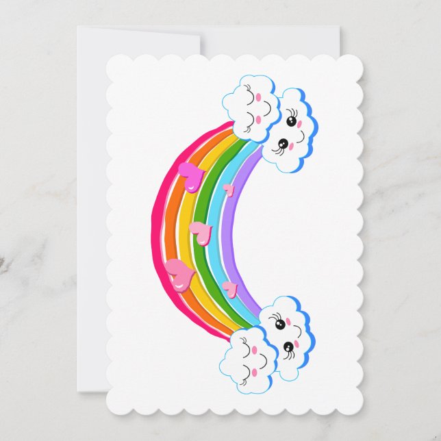 Rainbow Clouds Flat Greeting Card (Front)