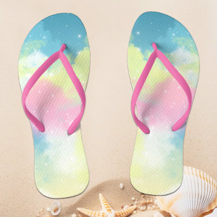Rainbow clouds glitter sparkle stars thongs