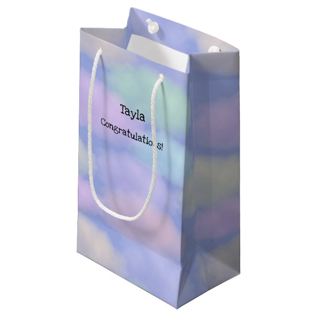 Rainbow Clouds Personalised Gift Bag (Front Angled)
