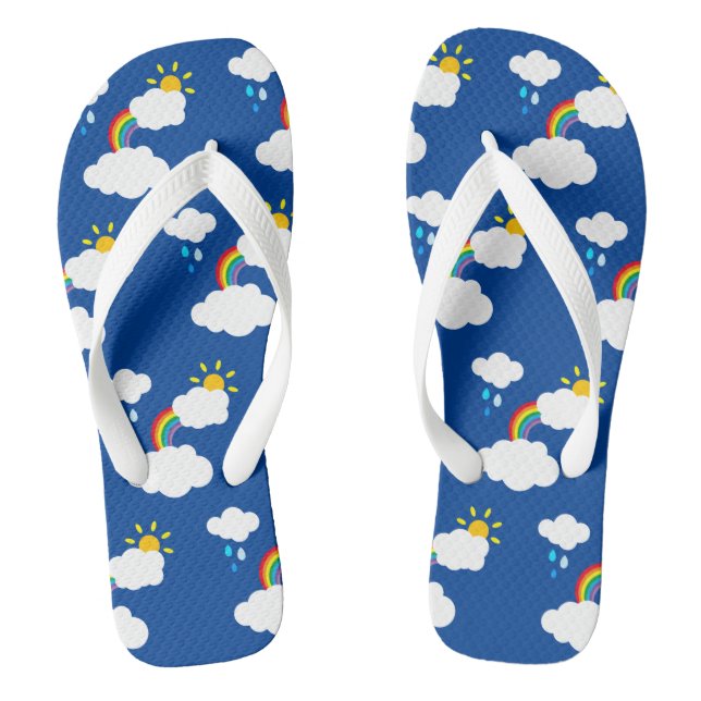 Rainbow, Clouds, Rain & Sun Flip Flops (Footbed)