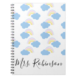 Rainbow Clouds Script Teachers Name Notebook