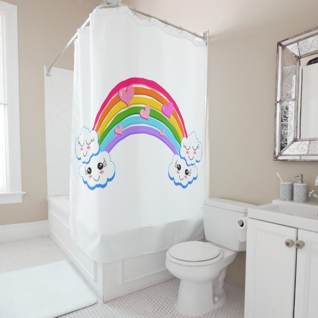 Rainbow Clouds Shower Curtain (In Situ)