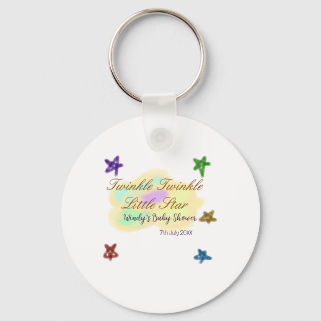 Rainbow clouds twinkle Twinkle Little Star baby Key Ring (Front)