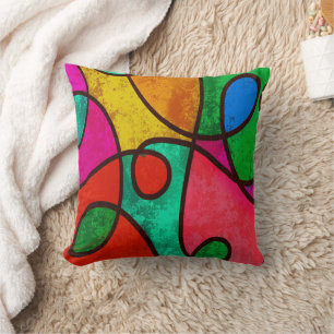 Rainbow clown colour designs Fractal Abstract Cushion