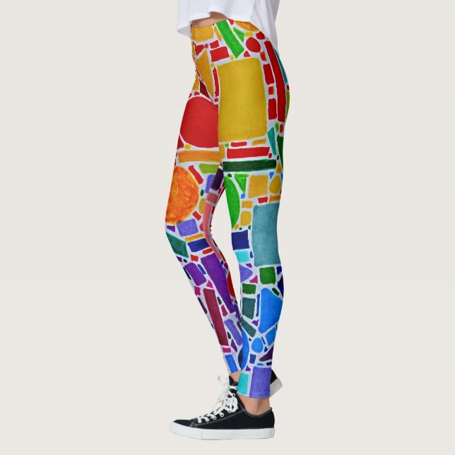 Rainbow Color Chart modern abstract art Leggings (Left)