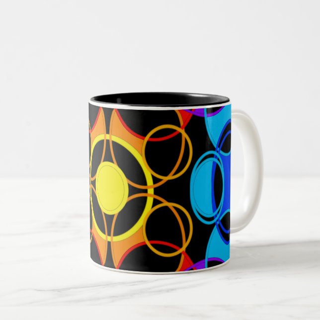 Rainbow color circles design Two-Tone coffee mug (Front Right)