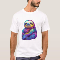 Rainbow Color Sloth Art Long Sleeve T-Shirt