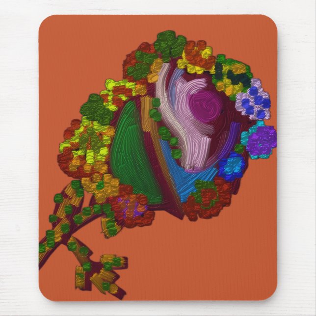 Rainbow Colored Floral  Mouse Pad (Front)