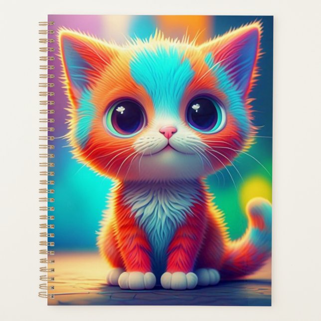 Rainbow Colored Kitten Cartoon Design-68677 Planner (Front)