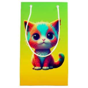 Rainbow Colored Kitten Cartoon Design-68677 Small Gift Bag