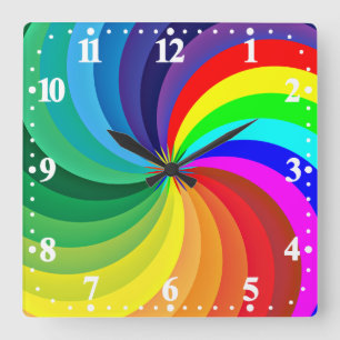 Rainbow Colored Mandala-46556 Square Wall Clock