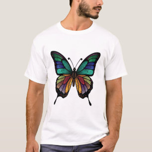 Rainbow-Colored Mosaic Butterfly T-Shirt