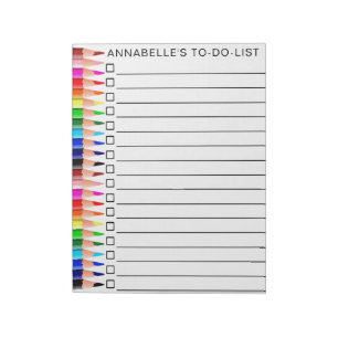 Rainbow Colored Pencils To Do List Personalize Notepad