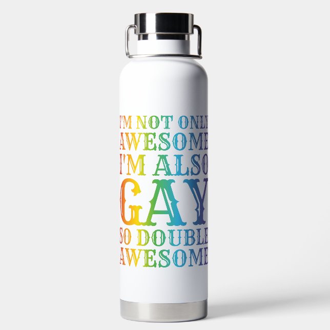 RAINBOW COLORED POSITIVE PRIDE SAYING WATER BOTTLE (Back)