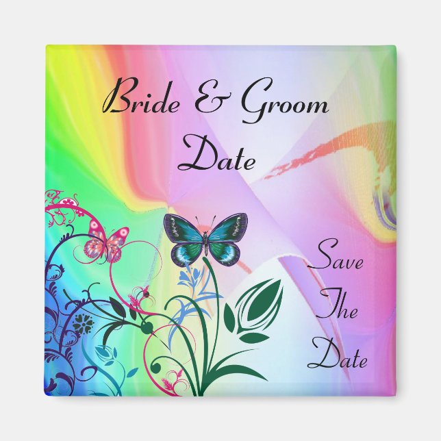 RAINBOW COLORED SAVE THE DATE MAGNET (Front)